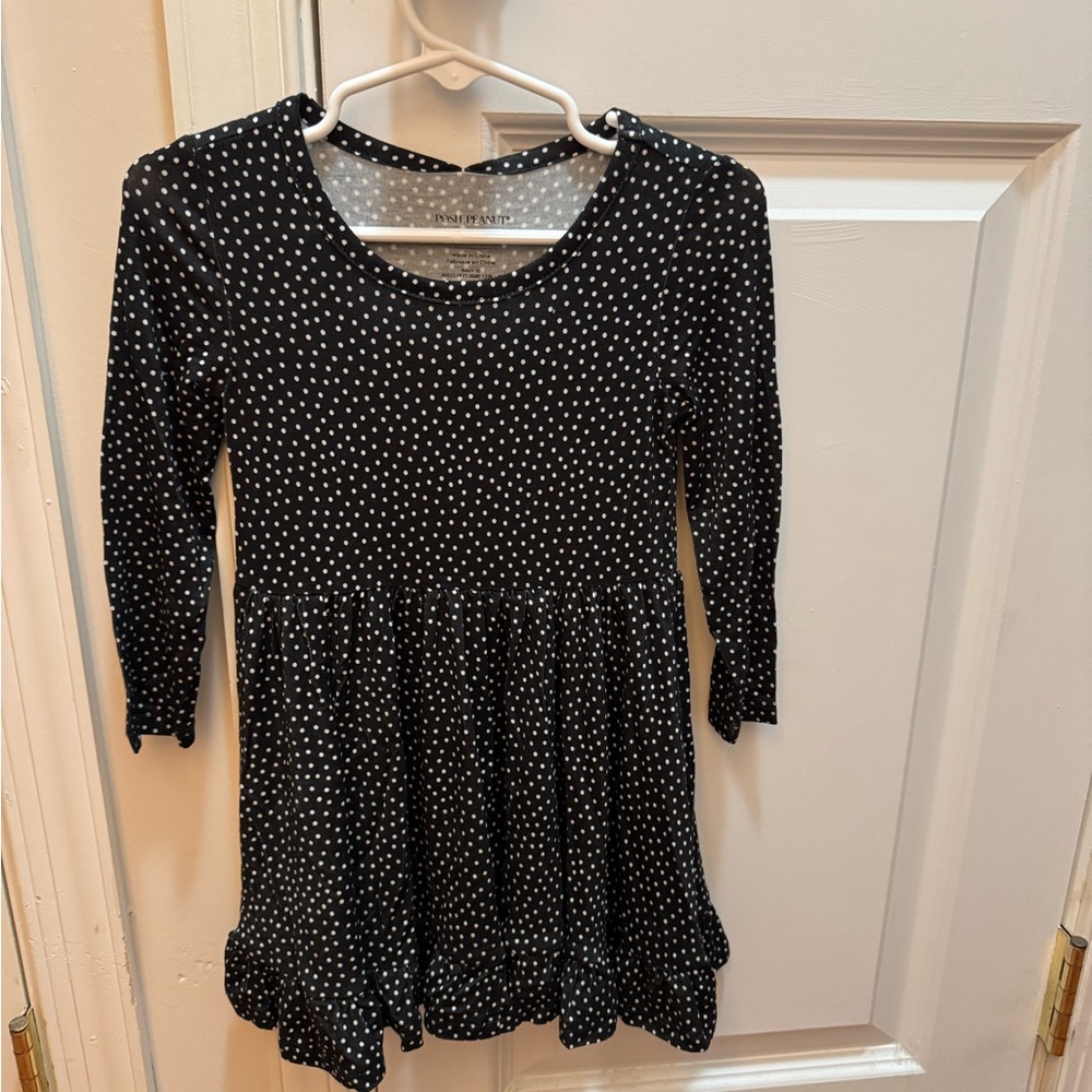 Posh Peanut Black Dress with White Polka Dots